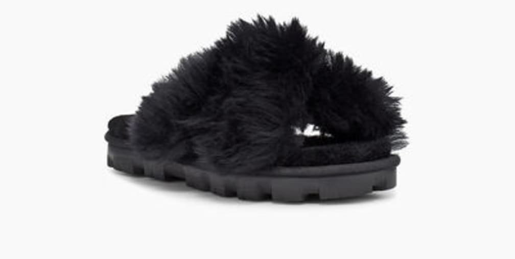 Ugg fuzzalicious flatform slippers in black 2025